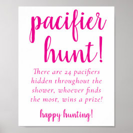 Eenvoudige Hot Pink Pacifier Hunt | Magenta Party Poster