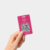 Eenvoudige Hot Pink QR-code Werknemer-ID Badge (Handheld)
