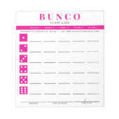 Eenvoudige Hot Roze en Witte Bunco Score Kaart Notitieblok (Voorkant)