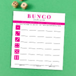 Eenvoudige Hot Roze en Witte Bunco Score Kaart Notitieblok<br><div class="desc">Scheur zoveel scorekaarten af als nodig is van dit notitieblok en stroomlijn uw Bunco-spel met deze kant-en-klaar en eenvoudig te gebruiken scheur-off scoringsbladen en elke speler kan gemakkelijk bijhouden van hun winsten en verliezen, evenals tallying buncos en kleine bunco's voor maximaal vijf rondes. fuchsia hot pink accenten toe te voegen...</div>
