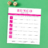 Eenvoudige Hot Roze en Witte Bunco Score Kaart Notitieblok