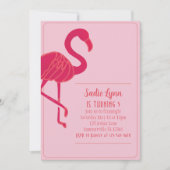 Eenvoudige 'hot-roze' Flamingo Birthday Kaart (Voorkant)