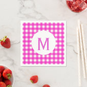 Eenvoudige hotroze Gingham Monogram Servet (Insitu)
