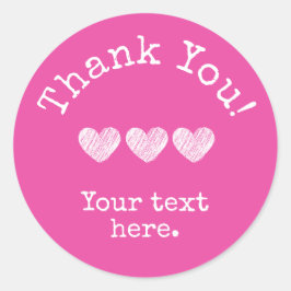 Eenvoudige hotroze voeg Jouw tekst toe en hartelij Ronde Sticker