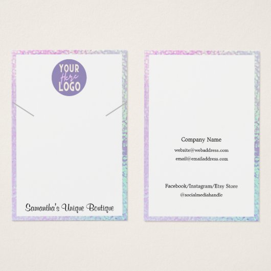 Eenvoudige houder Ketting Display Logo Holographic Visitekaartje (Voorkant /achterkant)