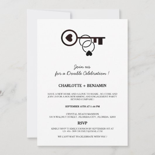 Eenvoudige housewarming en verlovingsfeest kaart (Voorkant)