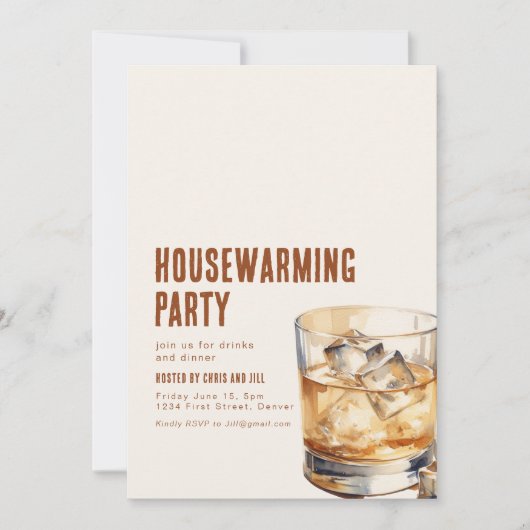 Eenvoudige Housewarming Party Uitnodiging met Drin (Voorkant)