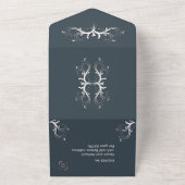 Eenvoudige houtskool en witte triplex met Rsvp Wed All In One Uitnodiging (Buitenkant)