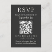 Eenvoudige Houtskool Klassieke Trouw QR Code RSVP Kaartje (Voorkant)
