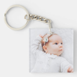 Eenvoudige Huidige Babyfoto en Info Sleutelhanger