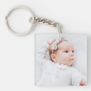 Eenvoudige Huidige Babyfoto en Info Sleutelhanger