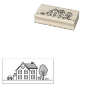 Eenvoudige Huis Lijn Kunst Rubberstempel (Gestempeld)