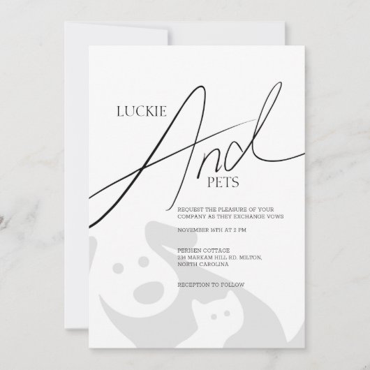 Eenvoudige huisdier bruiloft en Verloving uitnodig Kaart (Voorkant)