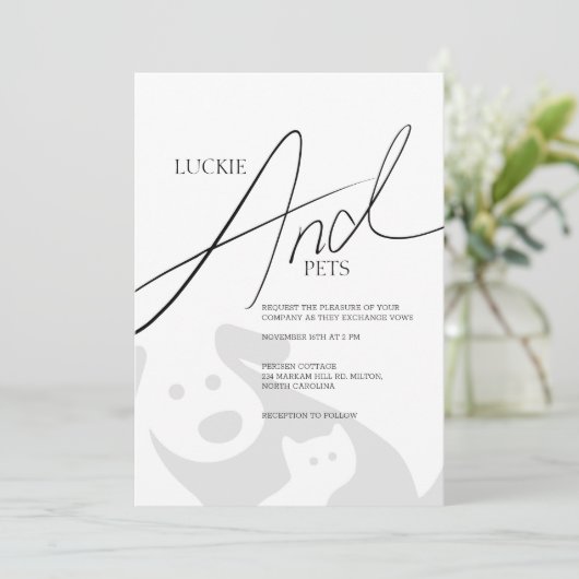 Eenvoudige huisdier bruiloft en Verloving uitnodig Kaart (Staand voorkant)