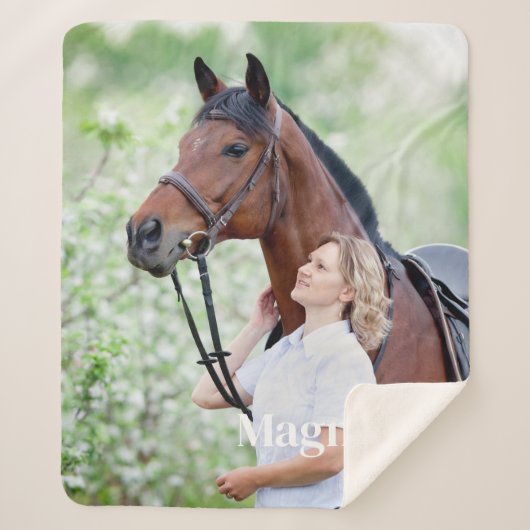 Eenvoudige huisdier foto gepersonaliseerd Afbeeldi Sherpa Deken (Voorkant)