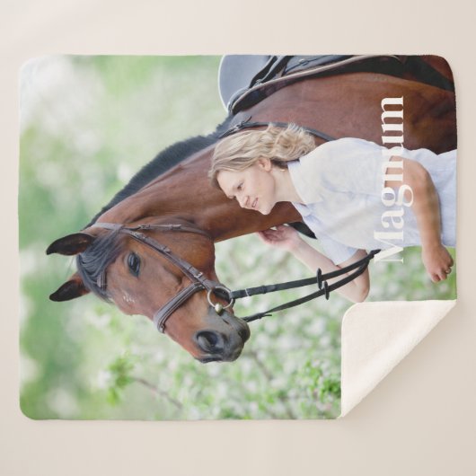 Eenvoudige huisdier foto gepersonaliseerd Afbeeldi Sherpa Deken (Voorkant (horizontaal))