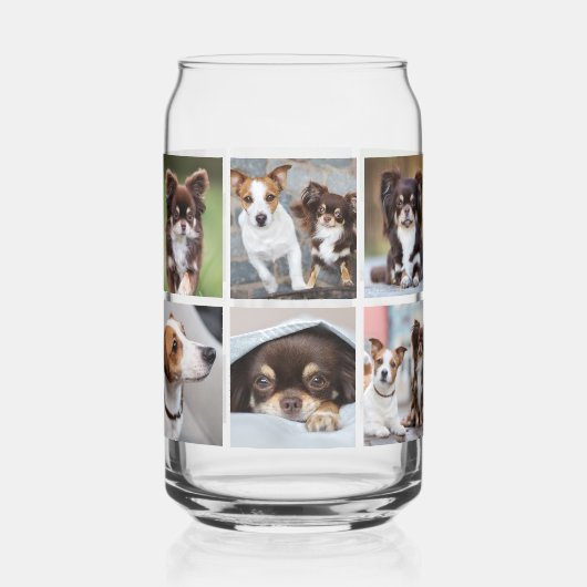 Eenvoudige huisdier hond 12 foto collage blikvorm glas (Voorkant)