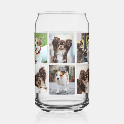 Eenvoudige huisdier hond 12 foto collage blikvorm glas (Achterkant)