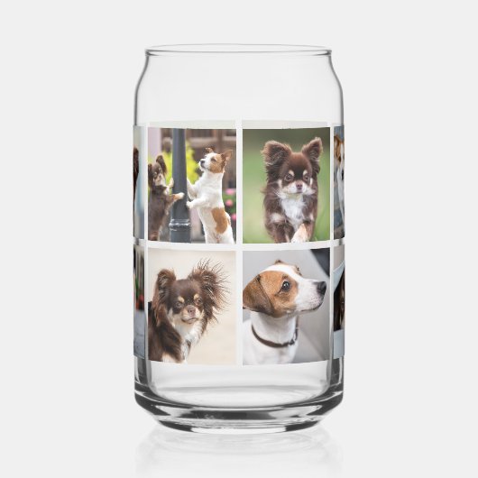Eenvoudige huisdier hond 12 foto collage blikvorm glas (Rechts)