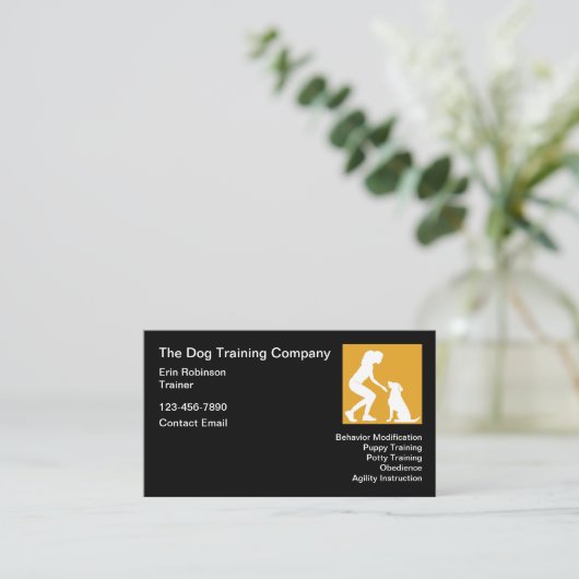 Eenvoudige Huisdier Training Thema Visitekaartjes  (Staand voorkant)
