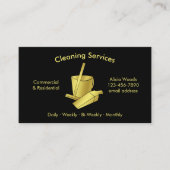 Eenvoudige huisschoonmaakdiensten Zwart en Goud Visitekaartje (Voorkant)