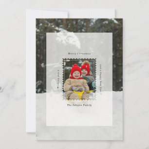 Eenvoudige Hulst Stempel Prettig Kerst Foto Feestdagenkaart