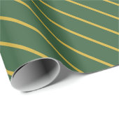 Eenvoudige Hunter Green en Gold Stripes Patroon Cadeaupapier (Rol Hoek)