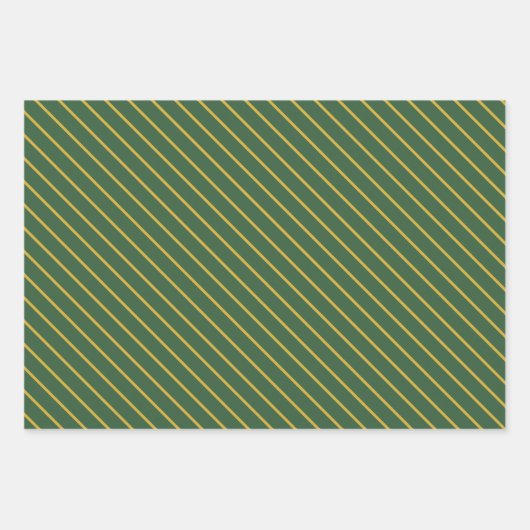 Eenvoudige Hunter Groen en Goud Patroon en Solid Inpakpapier Vel (Voorkant)