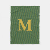 Eenvoudige Hunter Groen en Gouden Strepen Monogram Fleece Deken (Voorkant)