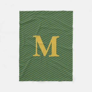 Eenvoudige Hunter Groen en Gouden Strepen Monogram Fleece Deken