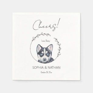 Eenvoudige Husky Hond Bruiloft Cocktail servetten