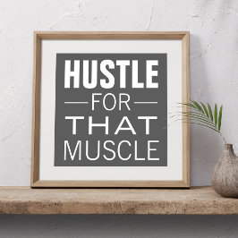 Eenvoudige Hustle Typografie Motiverende Workout Poster