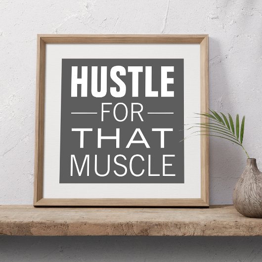Eenvoudige Hustle Typografie Motiverende Workout Poster