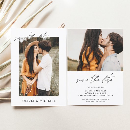 Eenvoudige Huwelijk Bewaar de Datum Foto Minimalis Save The Date