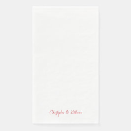 Eenvoudige huwelijks- of feestdag met rode tekst servet