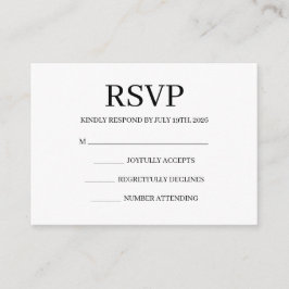 Eenvoudige Huwelijks-RSVP Bijlagekaart Informatiekaartje