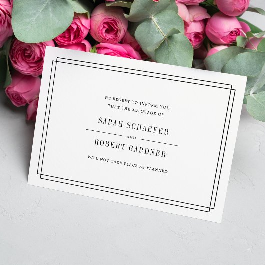 Eenvoudige Huwelijksannulering Aankondigingskaart Aankondiging