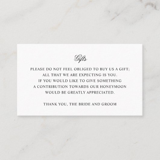 Eenvoudige huwelijkscadeau Insert Kaart Visitekaartje (Voorkant)