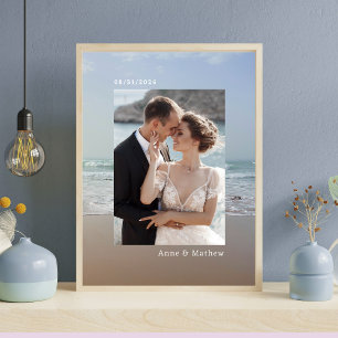 Eenvoudige huwelijksdatum & naam koppel foto afdru poster