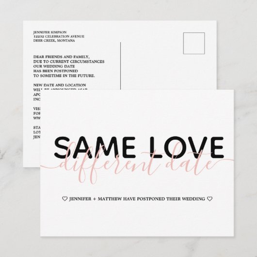 Eenvoudige Huwelijksdatum Wijzigen Typografie Foto Aankondigingskaart (Voorkant / Achterkant)