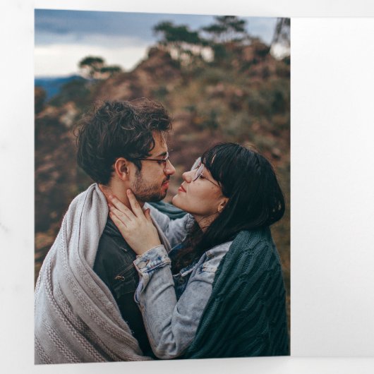 Eenvoudige huwelijksfoto-uitnodiging drieluik uitnodiging (Binnenzijde eerst)