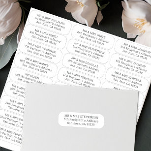 Eenvoudige huwelijksgasten adresetiketten 27 ontva sticker