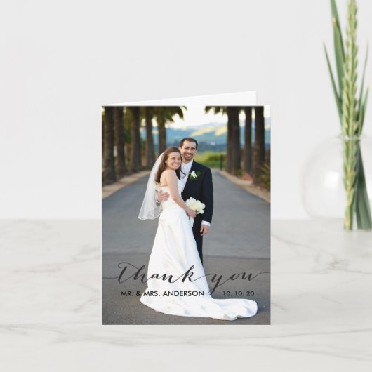 Eenvoudige Huwelijkskaart met Handgeschreven Dankb Bedankkaart (Voorkant)