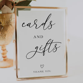 Eenvoudige huwelijkskaarten en cadeaubordje poster