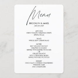Eenvoudige Huwelijksmenu in Script Lettertype Wit Menu