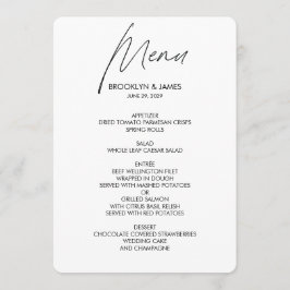 Eenvoudige Huwelijksmenu in Script Lettertype Wit Menu