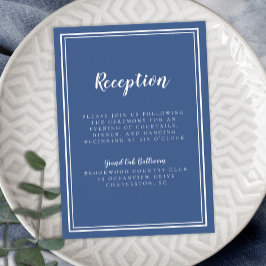 Eenvoudige huwelijksopname Classic Blue White Lijs Informatiekaartje