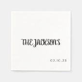 Eenvoudige huwelijksservet met achternaam van het  servet (Voorkant)