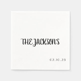 Eenvoudige huwelijksservet met achternaam van het servet