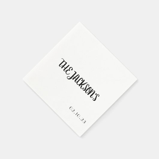 Eenvoudige huwelijksservet met achternaam van het  servet (Hoek)